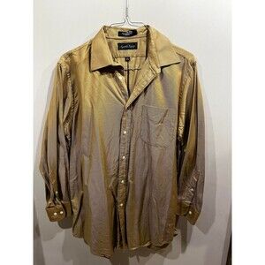 Kenneth Roberts Platinum Button Up Dress Shirt Mens 16 1/2 32/33 Tan